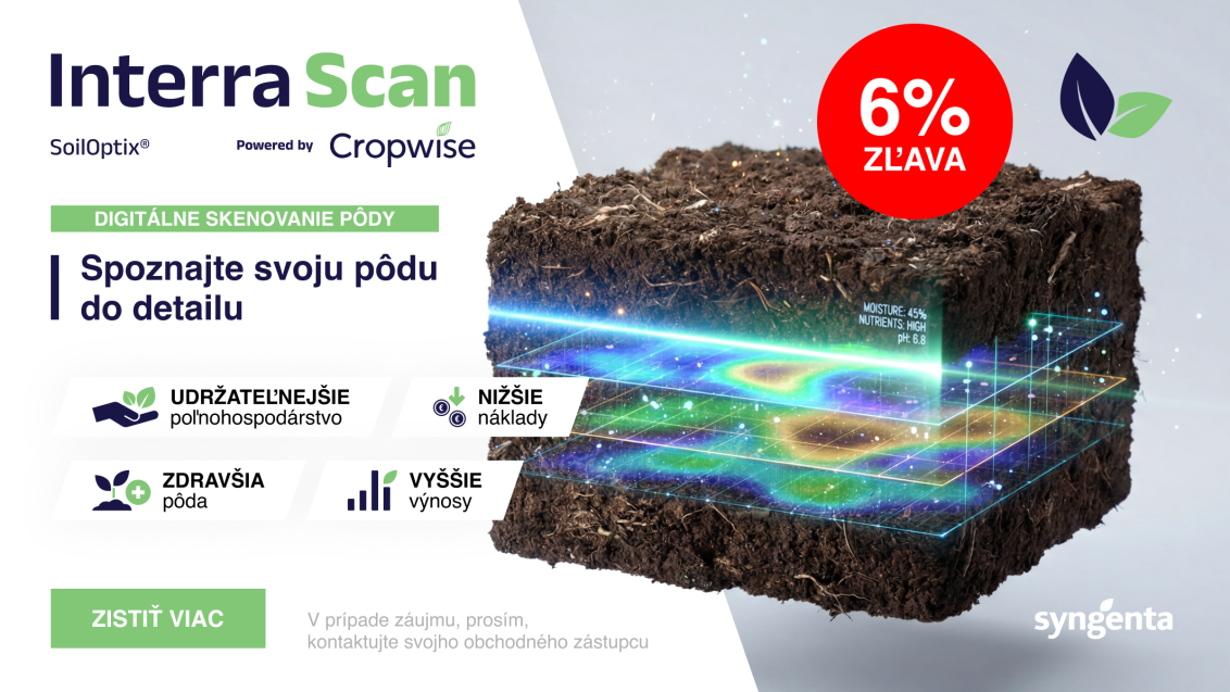 Reklamná grafika na sken pôdy; 3D rez zeme s farebnou mapou a odznakom 6% zľava