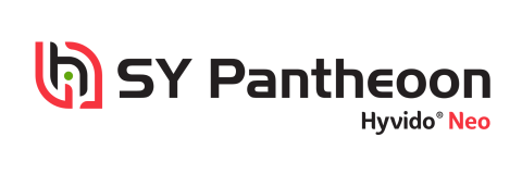 Logo SY Pantheon, nápis Hyvidio Neo na bielom pozadí