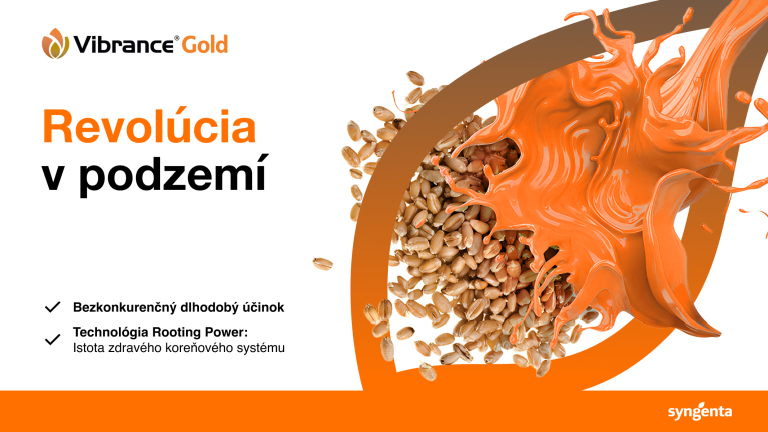 Oranžový plagát Viberano Gold s textom „Revolúcia v podzemí“ a ilustráciou pôdy