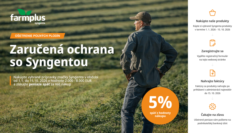 Grafika: farmár na poli, text „Zaručená ochrana so Syngentou“ a zľava 5%