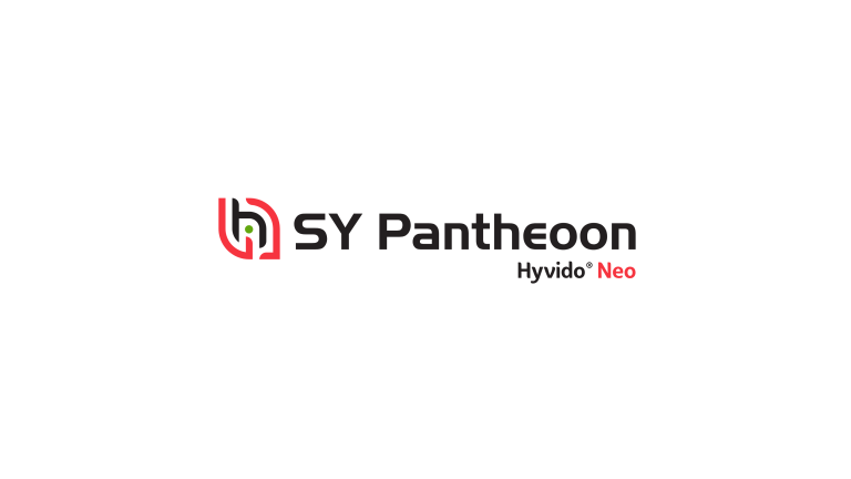 Logo SY Pantheon, nápis Hyvidio Neo na bielom pozadí